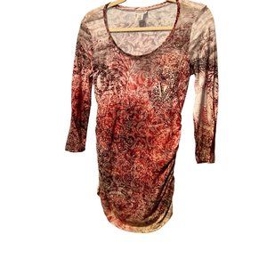 Motherhood Maternity Blouse 3/4 Sleeve Floral Rhinestones Maternity Small